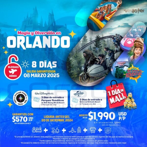 ORLANDO 8 DÍAS CON PARQUES